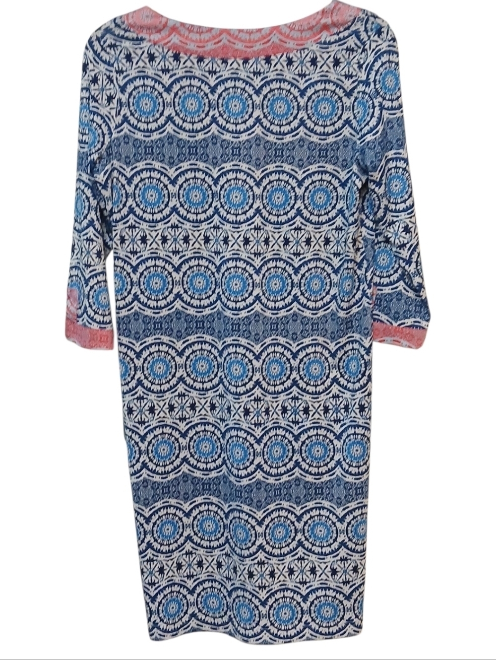 Caribbean Joe - NWOT, Color Block Shift Dress , 3/4 Sleeves W/Slits, V-Neck, - Picture 3 of 11